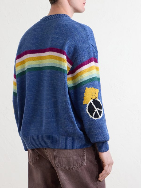 Peckish Rainbow Striped Cotton and Wool-Blend Sweater - BK Peckish Rainbow Striped Cotton and Wool-Blend Sweater - BK