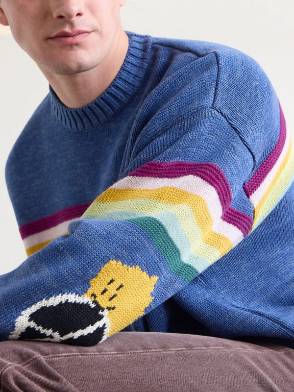Peckish Rainbow Striped Cotton and Wool-Blend Sweater - CU Peckish Rainbow Striped Cotton and Wool-Blend Sweater - CU