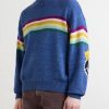 Peckish Rainbow Striped Cotton and Wool-Blend Sweater - FR Peckish Rainbow Striped Cotton and Wool-Blend Sweater - FR