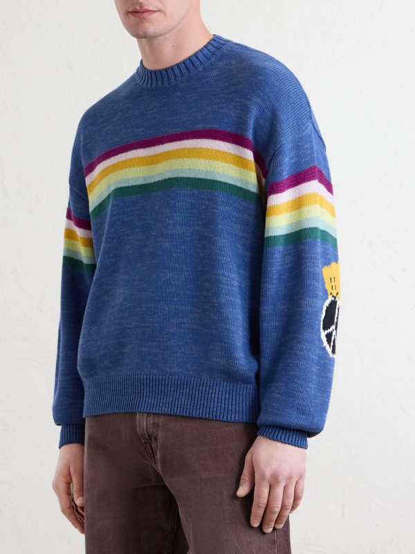 Peckish Rainbow Striped Cotton and Wool-Blend Sweater - FR Peckish Rainbow Striped Cotton and Wool-Blend Sweater - FR