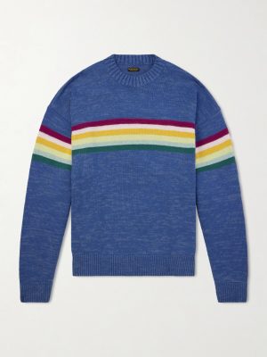 Peckish Rainbow Striped Cotton and Wool-Blend Sweater Peckish Rainbow Striped Cotton and Wool-Blend Sweater