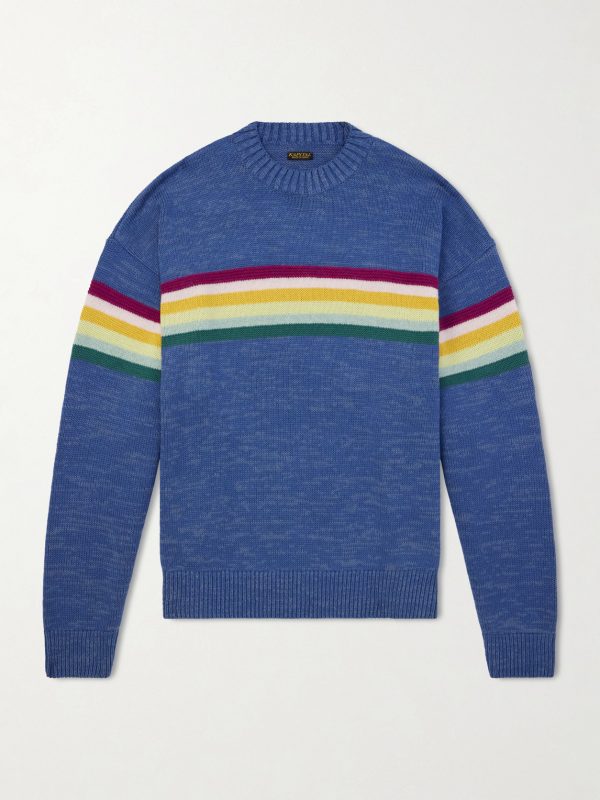 Peckish Rainbow Striped Cotton and Wool-Blend Sweater Peckish Rainbow Striped Cotton and Wool-Blend Sweater