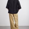 Camp-Collar Pleated Linen Shirt - BK