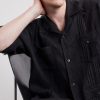 Camp-Collar Pleated Linen Shirt - CU