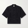 Camp-Collar Pleated Linen Shirt