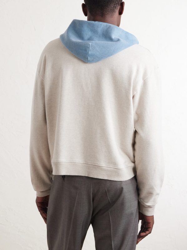 Colour-Block Cotton-Jersey Zip-Up Hoodie - BK