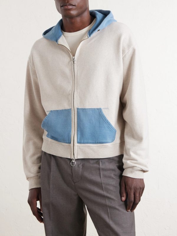 Colour-Block Cotton-Jersey Zip-Up Hoodie - FR