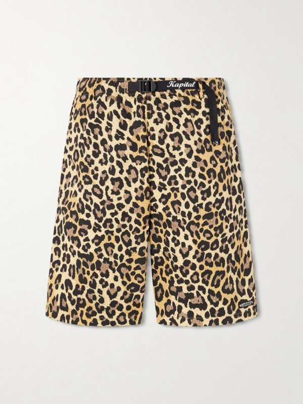 Wide-Leg Belted Leopard-Print Cotton-Twill Shorts Wide-Leg Belted Leopard-Print Cotton-Twill Shorts