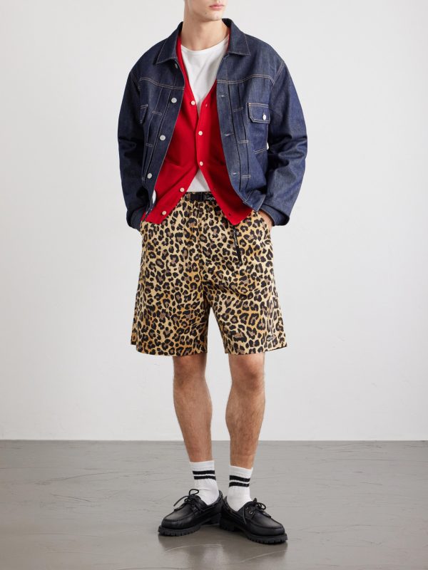 Wide-Leg Belted Leopard-Print Cotton-Twill Shorts - OU Wide-Leg Belted Leopard-Print Cotton-Twill Shorts - OU