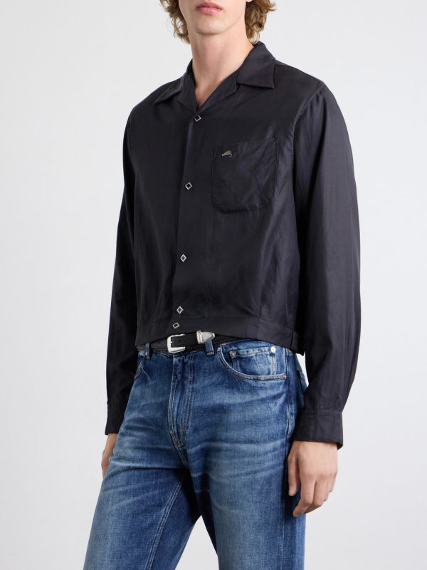 Drizzler Camp-Collar Embroidered-Detail Satin Jacket - FR