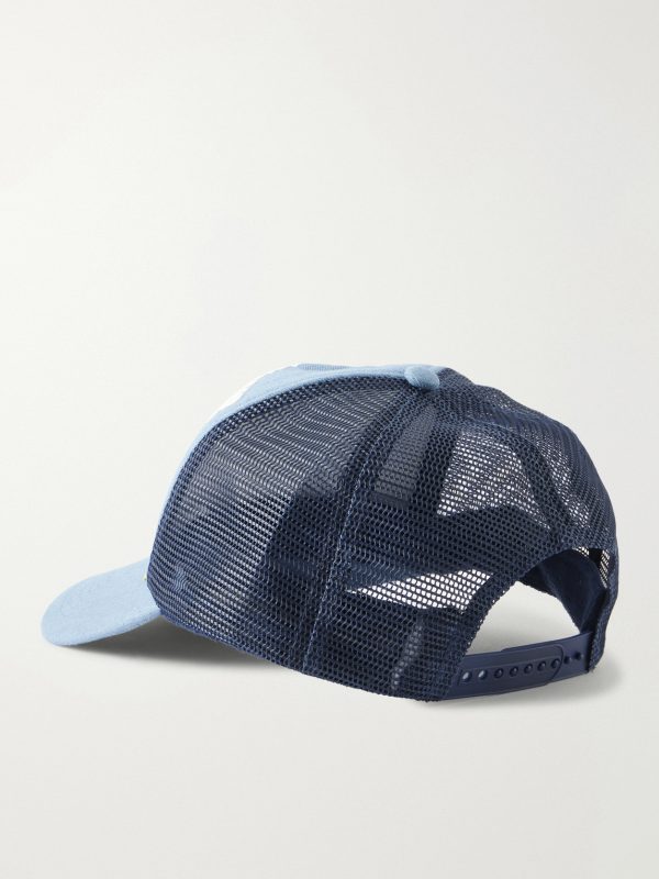 Denim Repair Service Fleece-Trimmed Printed Scuba Trucker Cap - BK Denim Repair Service Fleece-Trimmed Printed Scuba Trucker Cap - BK