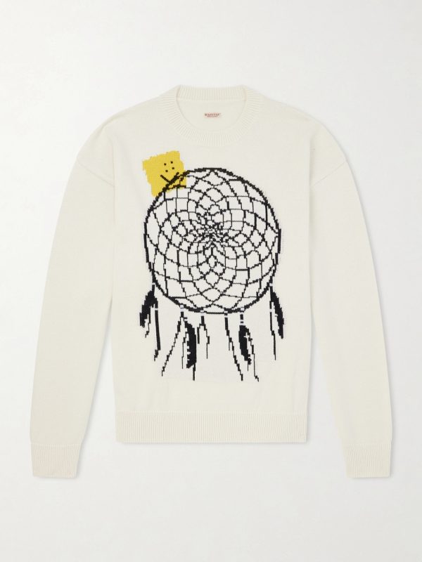 Peckish Dream Catcher Intarsia Cotton-Blend Sweater Peckish Dream Catcher Intarsia Cotton-Blend Sweater