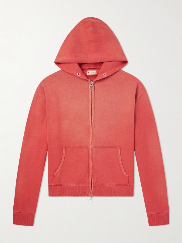 Distressed Cotton-Jersey Zip-Up Hoodie