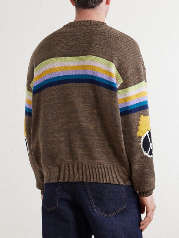 Peckish Rainbow Striped Cotton and Wool-Blend Sweater - BK