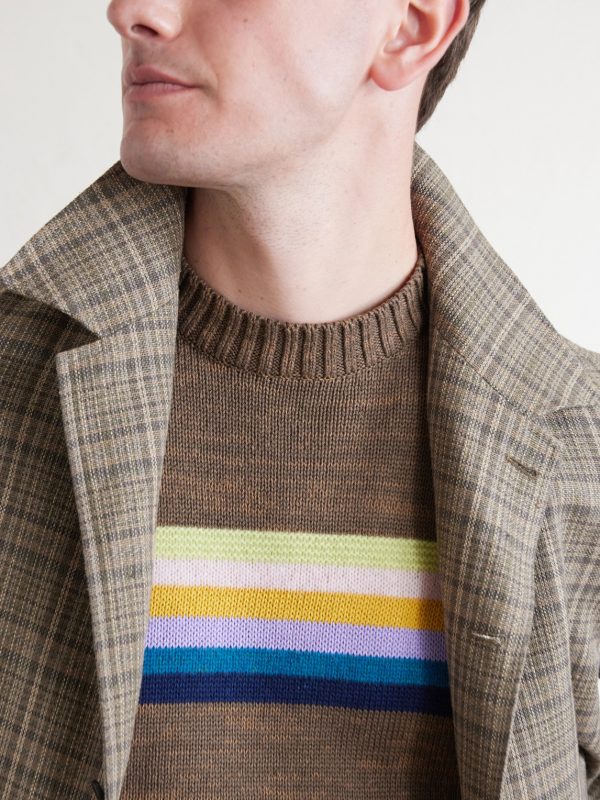Peckish Rainbow Striped Cotton and Wool-Blend Sweater - CU