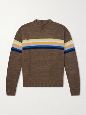 Peckish Rainbow Striped Cotton and Wool-Blend Sweater Peckish Rainbow Striped Cotton and Wool-Blend Sweater