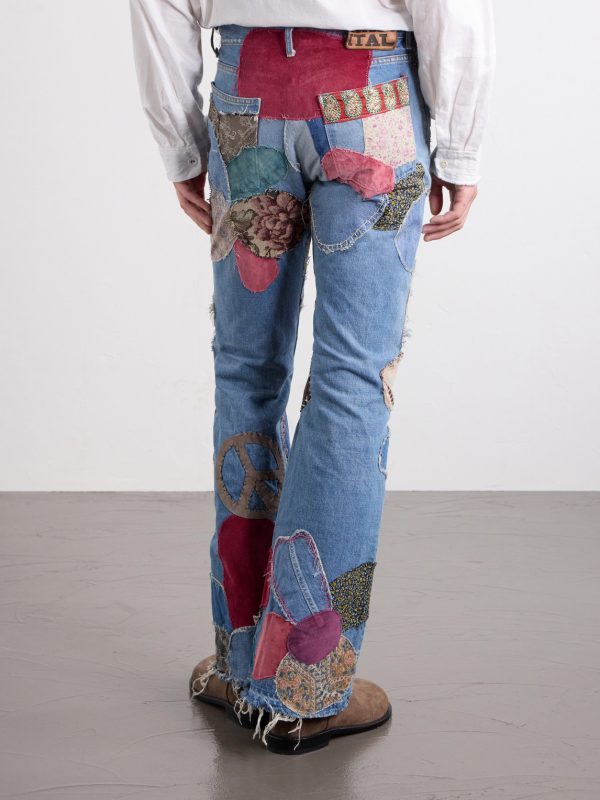 Rat Flared Patchwork Frayed Jeans - BK Rat Flared Patchwork Frayed Jeans - BK
