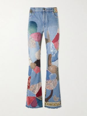 Rat Flared Patchwork Frayed Jeans Rat Flared Patchwork Frayed Jeans