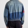 Distressed Patchwork Denim Jacket - BK Distressed Patchwork Denim Jacket - BK