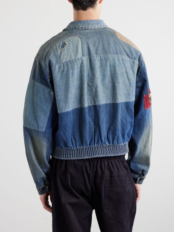 Distressed Patchwork Denim Jacket - BK Distressed Patchwork Denim Jacket - BK