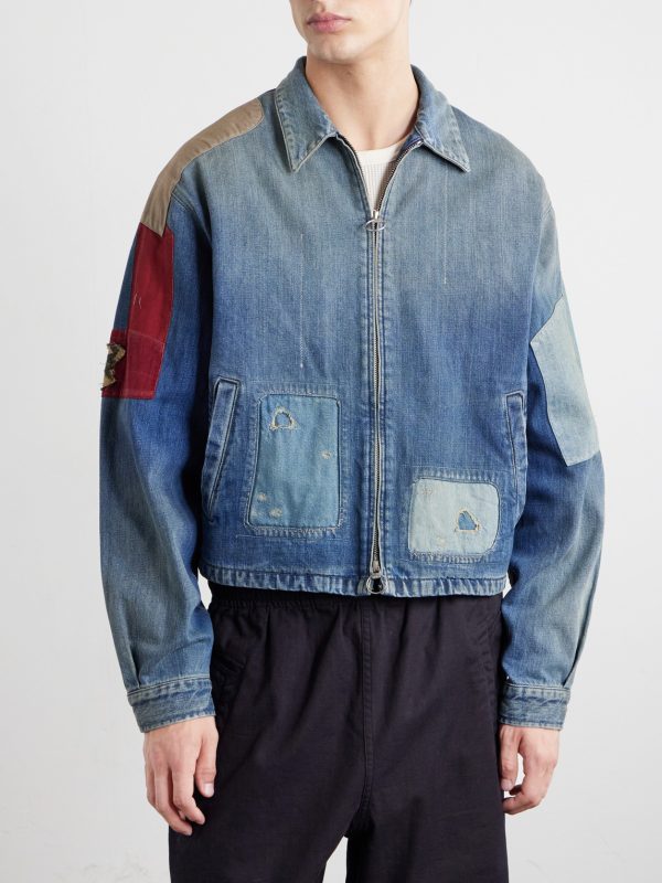 Distressed Patchwork Denim Jacket - FR Distressed Patchwork Denim Jacket - FR