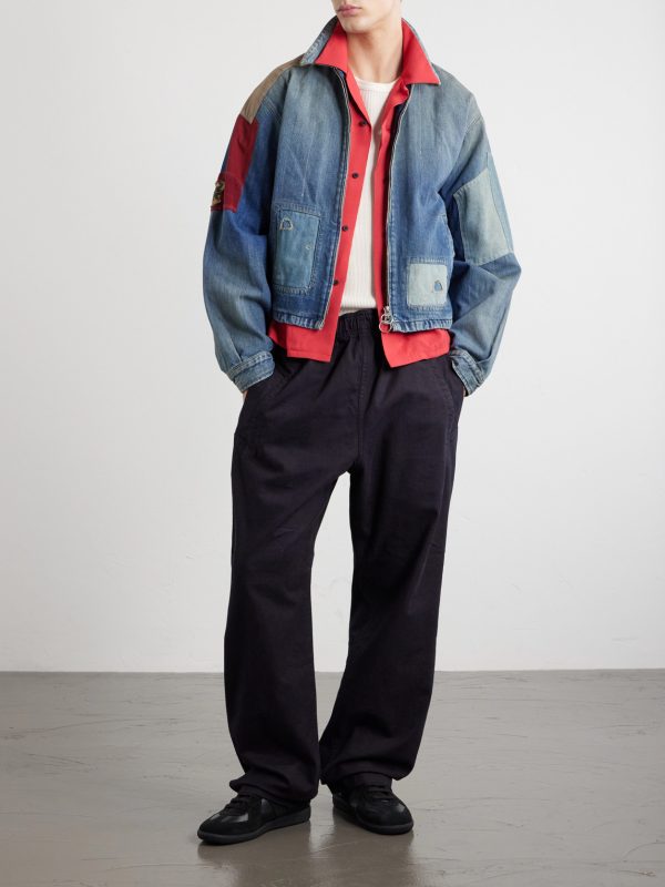 Distressed Patchwork Denim Jacket - OU Distressed Patchwork Denim Jacket - OU