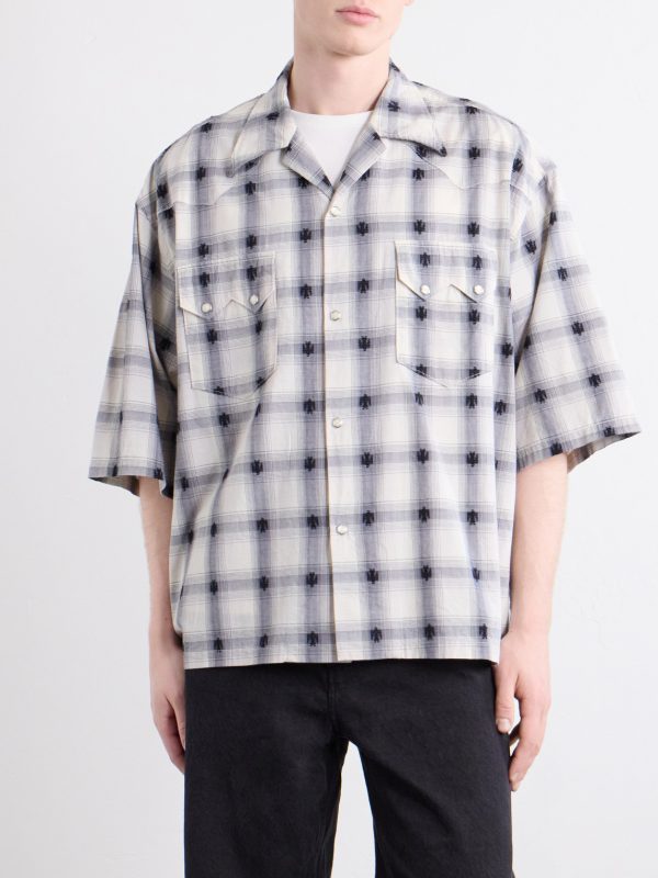 Camp-Collar Checked Cotton Western Shirt - FR