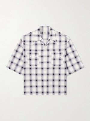 Camp-Collar Checked Cotton Western Shirt Camp-Collar Checked Cotton Western Shirt