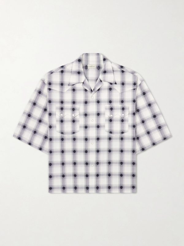 Camp-Collar Checked Cotton Western Shirt