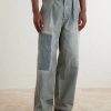 Liberty Hicoree Fatigue Wide-Leg Striped Distressed Patchwork Cotton-Twill Trousers - FR