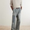 Liberty Hicoree Fatigue Wide-Leg Striped Distressed Patchwork Cotton-Twill Trousers - OU