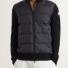 Panelled Virgin Wool and Quilted Shell Down Zip-Up Cardigan - FR Panelled Virgin Wool and Quilted Shell Down Zip-Up Cardigan - FR