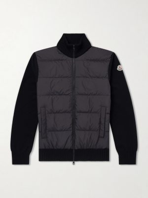 Panelled Virgin Wool and Quilted Shell Down Zip-Up Cardigan Panelled Virgin Wool and Quilted Shell Down Zip-Up Cardigan