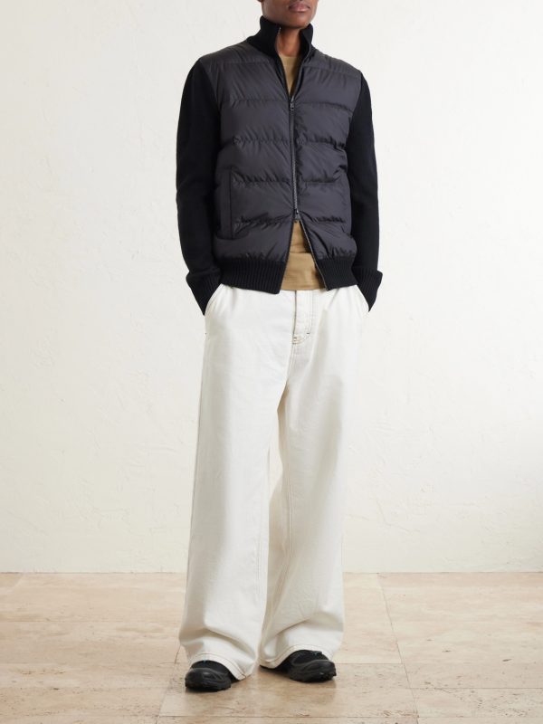 Panelled Virgin Wool and Quilted Shell Down Zip-Up Cardigan - OU Panelled Virgin Wool and Quilted Shell Down Zip-Up Cardigan - OU