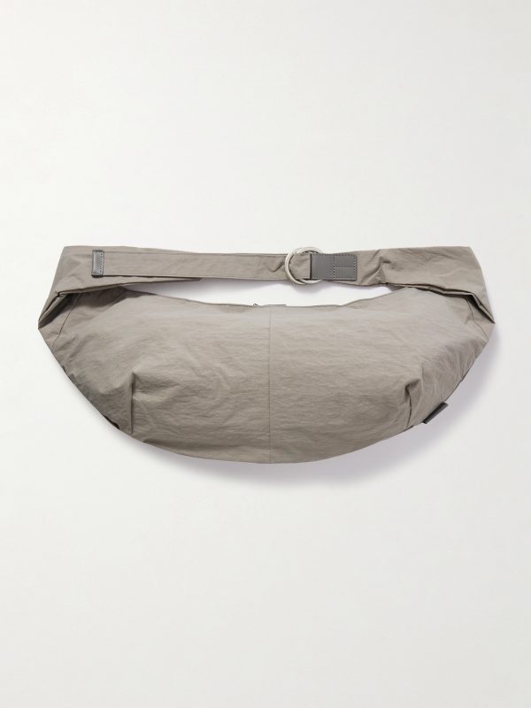 Sash Large Leather-Trimmed Coated-Nylon Sling Bag - BK Sash Large Leather-Trimmed Coated-Nylon Sling Bag - BK