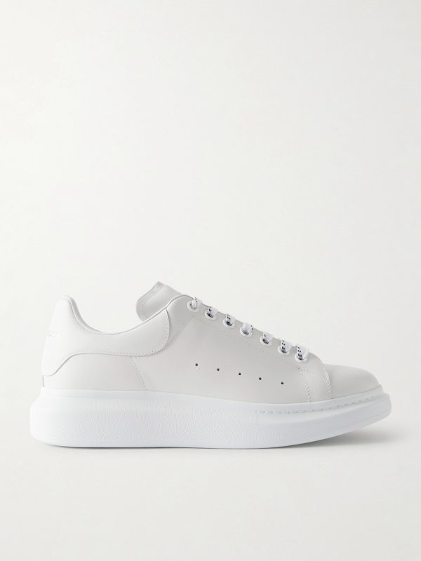 Exaggerated-Sole Leather Sneakers