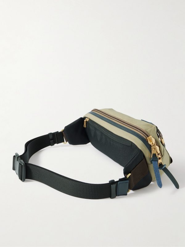 Link Leather-Trimmed Nylon-Twill Belt Bag - BK Link Leather-Trimmed Nylon-Twill Belt Bag - BK