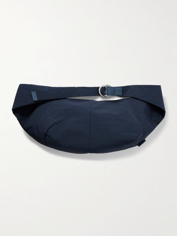 Sash Large Leather-Trimmed Coated-Nylon Sling Bag - BK Sash Large Leather-Trimmed Coated-Nylon Sling Bag - BK