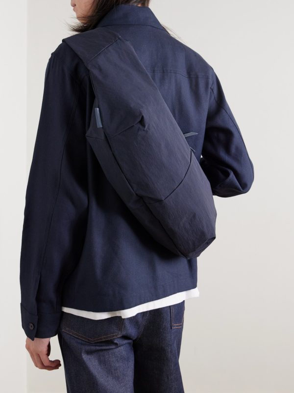Sash Large Leather-Trimmed Coated-Nylon Sling Bag - OU Sash Large Leather-Trimmed Coated-Nylon Sling Bag - OU