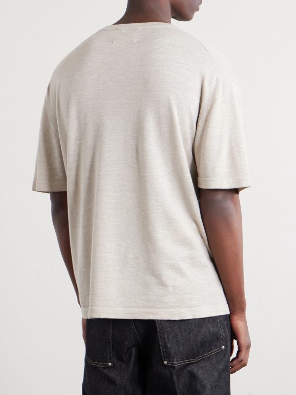 Lenny Ribbed Wool, Silk and Linen-Blend T-Shirt - BK