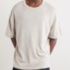 Lenny Ribbed Wool, Silk and Linen-Blend T-Shirt - FR