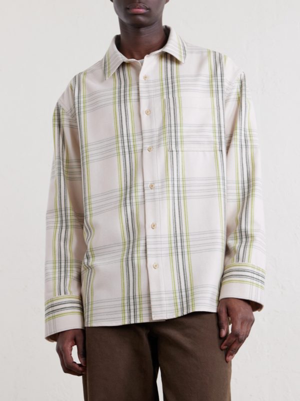Snap Pea Checked Virgin Wool, Silk and Cashmere-Blend Overshirt - FR Snap Pea Checked Virgin Wool, Silk and Cashmere-Blend Overshirt - FR