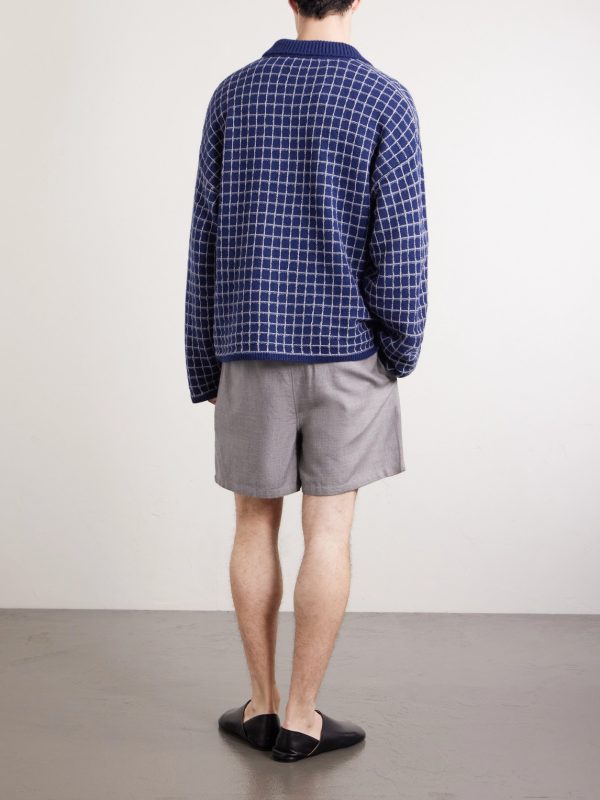 Dume Checked Cashmere and Silk-Blend Polo Shirt - BK Dume Checked Cashmere and Silk-Blend Polo Shirt - BK