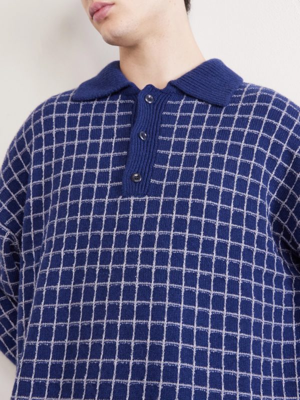 Dume Checked Cashmere and Silk-Blend Polo Shirt - CU Dume Checked Cashmere and Silk-Blend Polo Shirt - CU