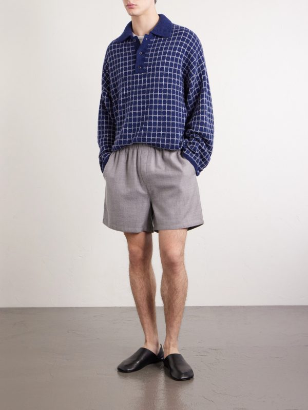 Dume Checked Cashmere and Silk-Blend Polo Shirt - OU Dume Checked Cashmere and Silk-Blend Polo Shirt - OU