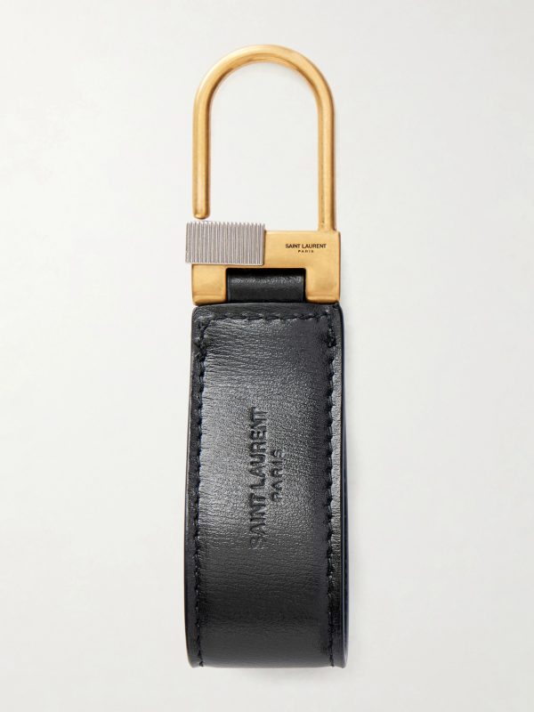 Tiny Cassandre Logo-Embellished Leather and Gold-Tone Key Fob - BK
