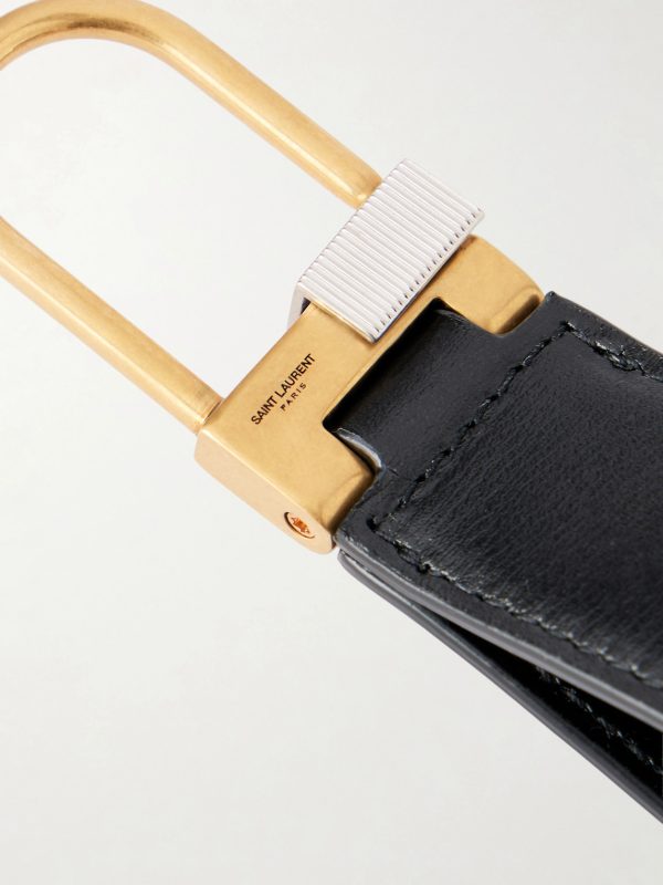 Tiny Cassandre Logo-Embellished Leather and Gold-Tone Key Fob - CU