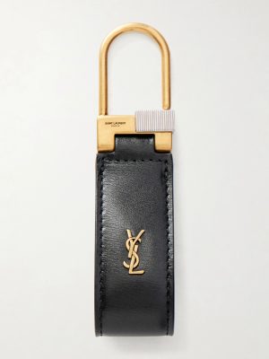 Tiny Cassandre Logo-Embellished Leather and Gold-Tone Key Fob