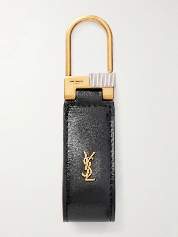 Tiny Cassandre Logo-Embellished Leather and Gold-Tone Key Fob