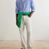 Striped Logo-Embroidered Cotton and Linen-Blend Seersucker Shirt - OU